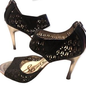 Sam Edelman Black Cutout and Silver Metallic Heels